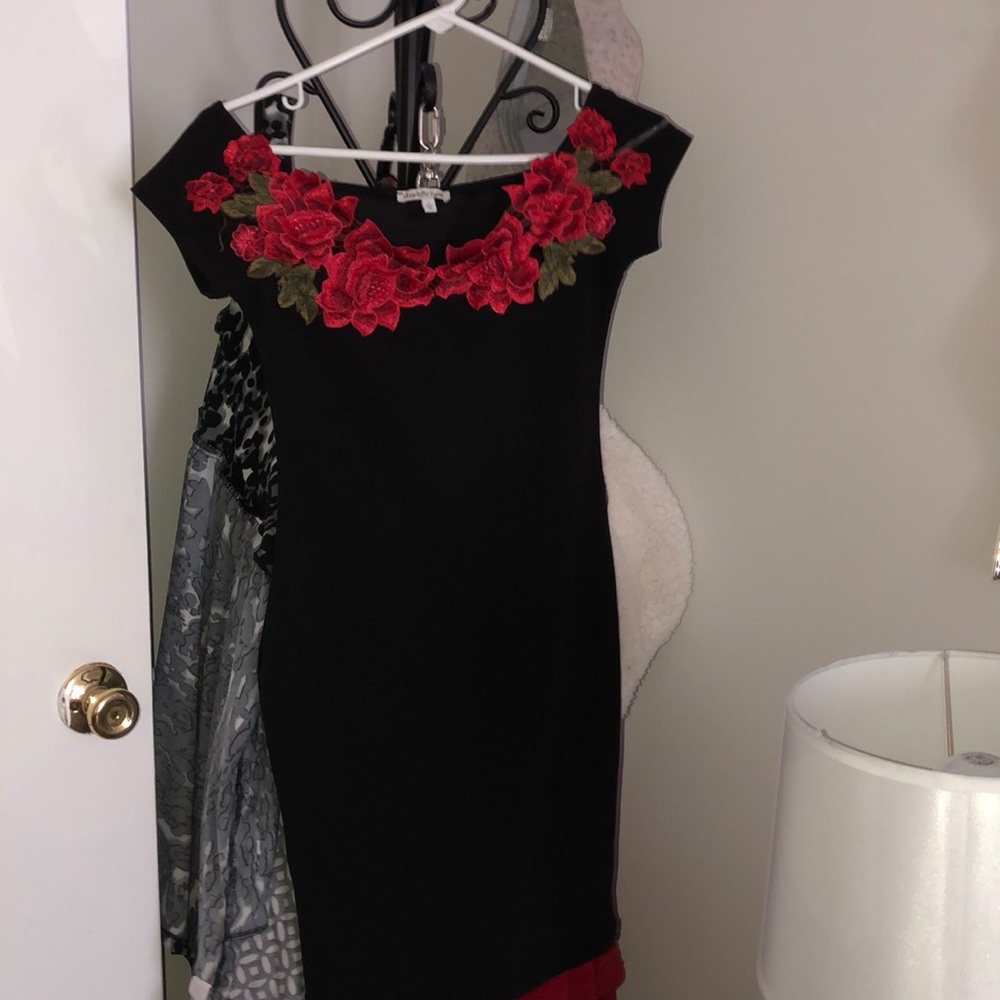 Charlotte Russe black with Red Roses dress